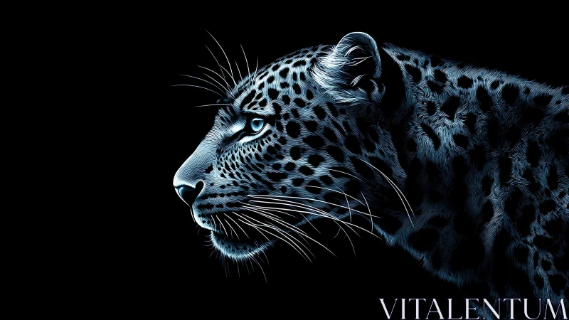 Leopard Profile Against Black Background Detailed