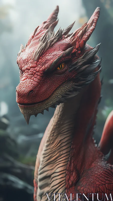 Red dragon portrait renders lifelike scales and vigilant gaze