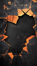 Molten Bull Head Silhouette with Lava Fissures Against Dark Surface