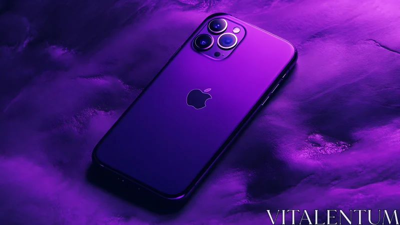 iPhone 13 Pro Deep Purple Against Neon Background.