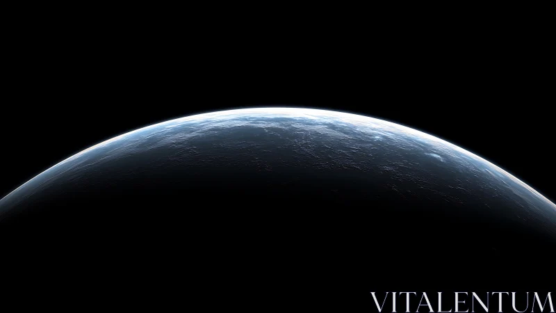 Planetary horizon glows softly against the silent void of space