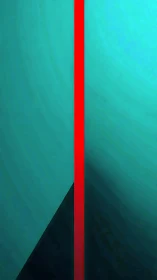 Vertical red bar over teal geometric ground plane.