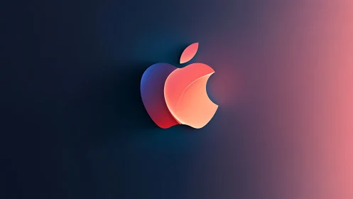 Luminous Apple Silhouettes Dance Through Prismatic Gradient Realms