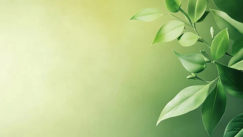 Green leaves on soft gradient background for clean layouts.