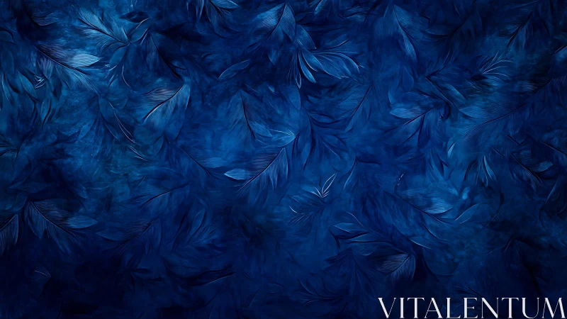 Deep blue feather texture background with soft pattern.