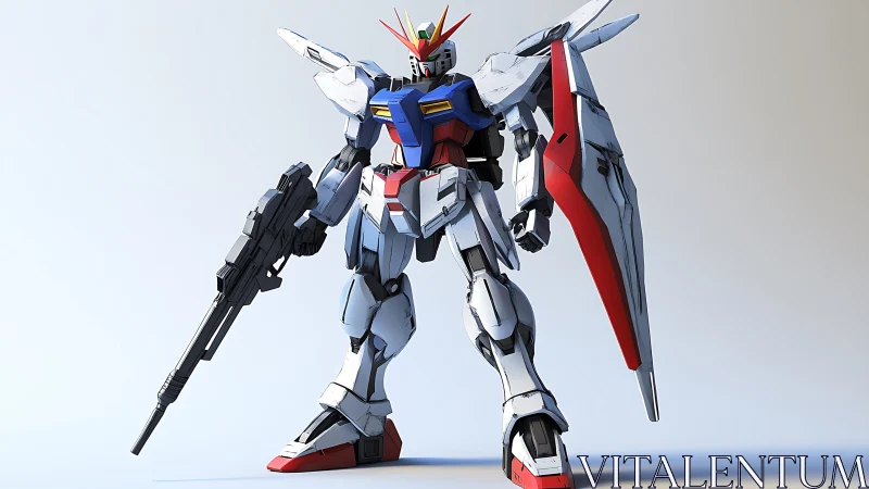 Heroic white mecha ready for adventure and distant skies.