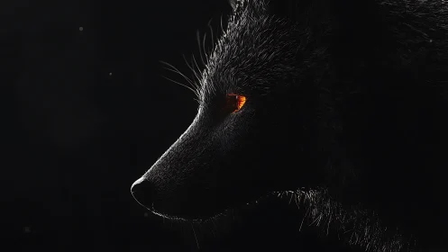 Nocturnal wolf profile rendered in high contrast digital light