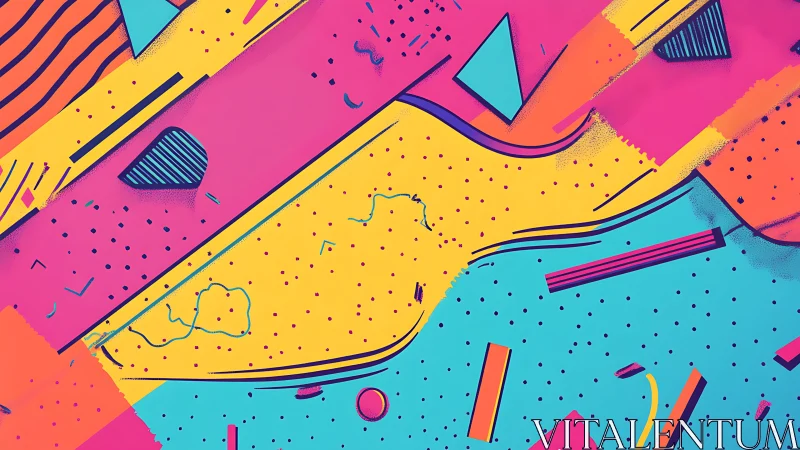 Retro geometric abstract with Memphis pattern dynamics.