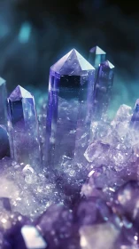 Amethyst quartz crystal cluster rendered in high-detail 3D