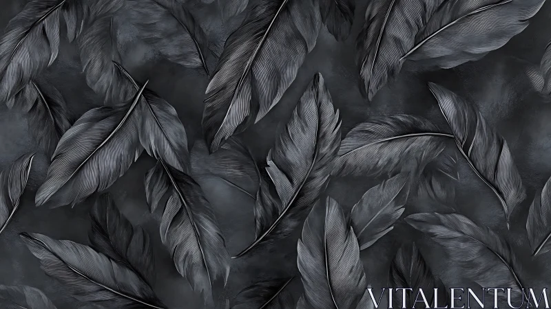 Dark monochrome feather pattern covers the entire frame