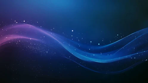 Luminescent blue and violet waveforms arc across a deep gradient