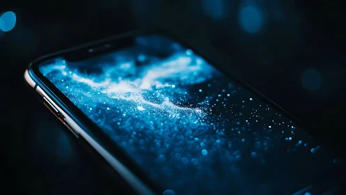 Pocket nebula swirling across a midnight smartphone screen.
