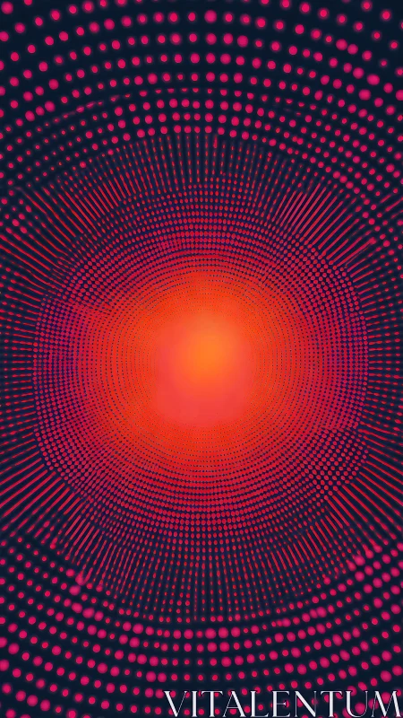 Radial concentric dot matrix around central orange light source.