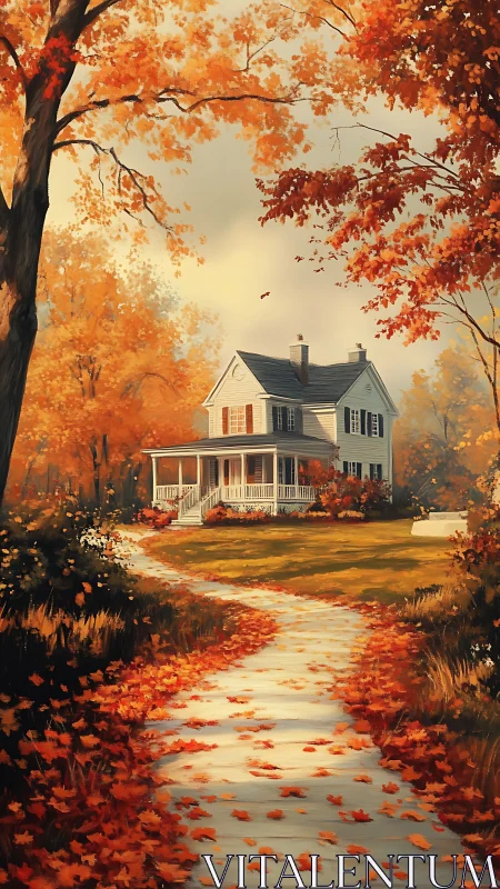 Autumn porchlight dreams along a leaf swept country path.