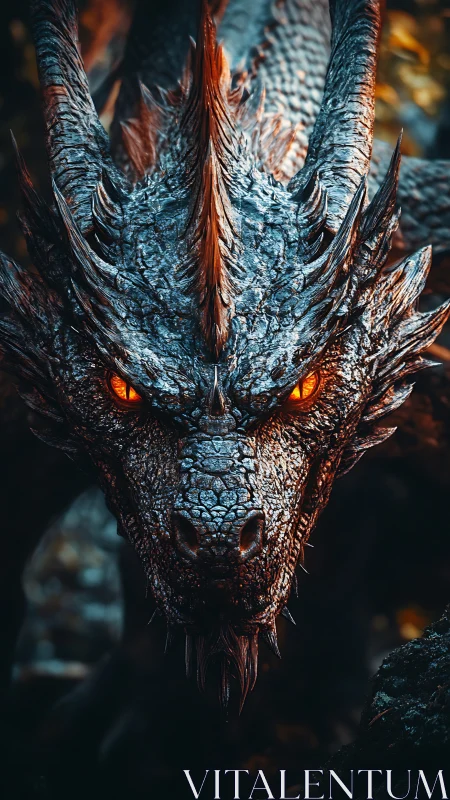 Ember-eyed wyrm leans from shadow, testing mortal courage