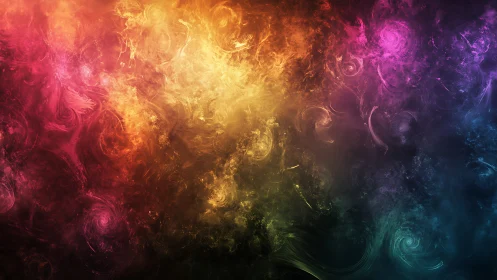 Spectral nebula swirl gradient with turbulent fractal clouds