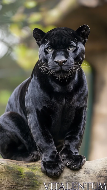 Black Panther Portrait Study: Piercing Emerald Gaze at Rest. Professional Wildlife Photography.