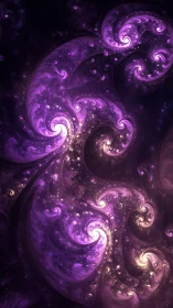 Fractal vortex turbulence in luminescent violet spiral fields.