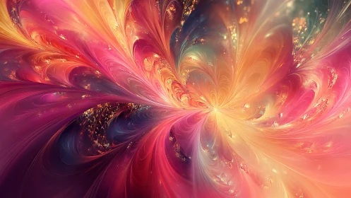 Fractal-based radial gradient pattern forms swirling color field