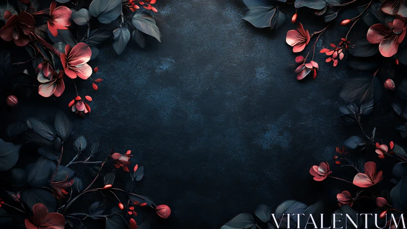 Crimson Blooms Dance Across Dark Elegance.