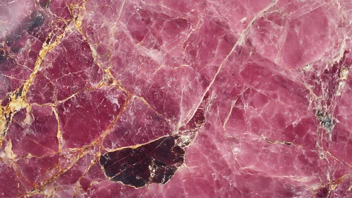 High-resolution pink marble slab with gold mineral veining