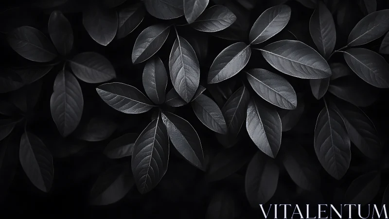 Midnight foliage murmurs in shadowed monochrome hush.