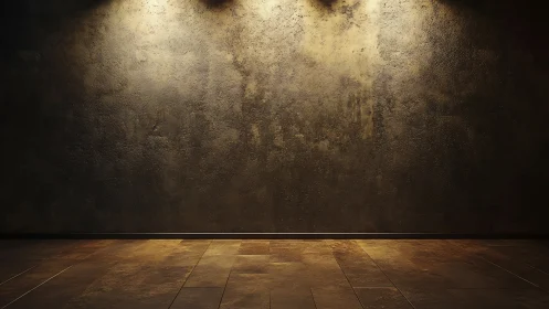 Textured concrete wall with warm gallery spotlights.
