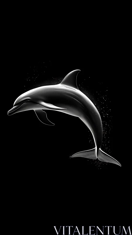Shimmering dolphin silhouette gliding through quiet starlit dark.
