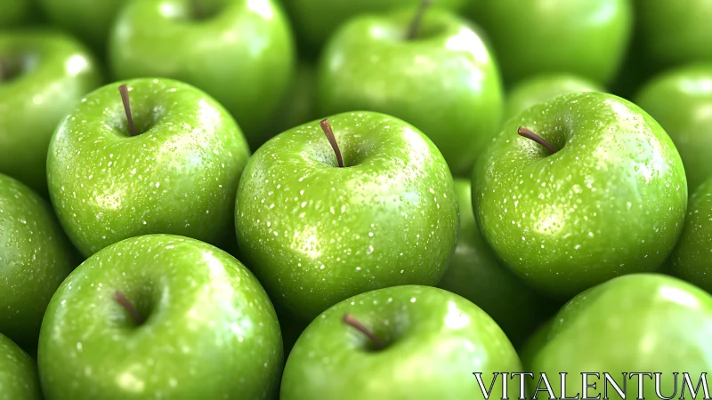 Glossy green apples in tight, uniform arrangement.
