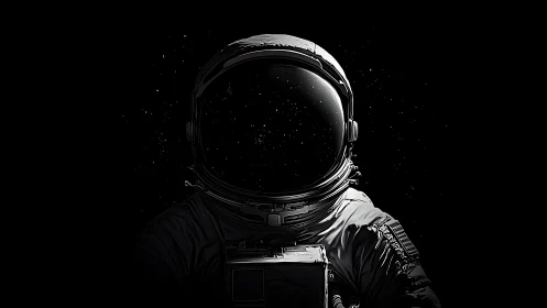 Solitary astronaut rendered in high-contrast digital chiaroscuro