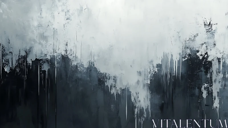 Monochrome abstract field dissolves through vertical paint drips