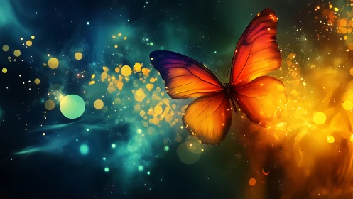 Starlit ember butterfly drifting through cosmic firedreams.