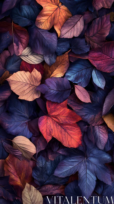 Moody autumn leaves glow in jewel-toned overlapping layers.