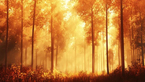 Golden Forest Luminescence: Atmospheric Light Penetration.