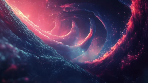 Nebula tide coils into a glowing cosmic vortex of stardust.