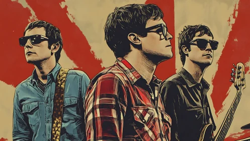 Sunglassed indie trio marches through painted soundwaves