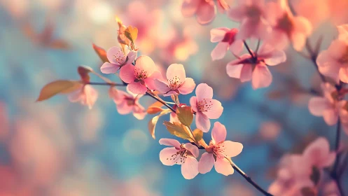 Spring Cherry Blossoms in Soft Focus Light.