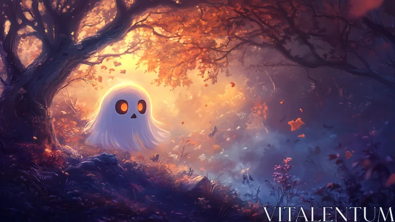 Glowing forest ghost drifting through enchanted twilight.