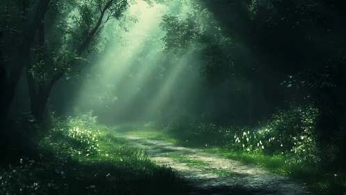 Crepuscular Ray Illumination Through Dense Forest Canopy Rendering