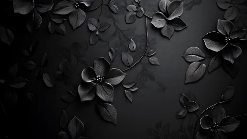 Monochrome Florals Dancing Across Shadowed Canvas
