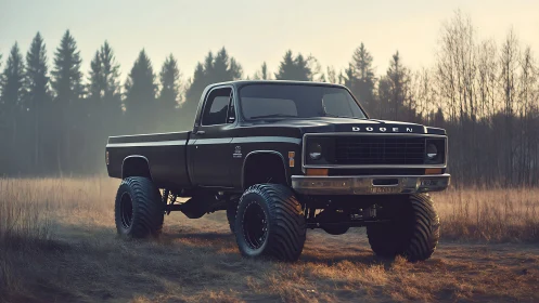 Lifted forest bruiser idles like a quiet giant at dawn