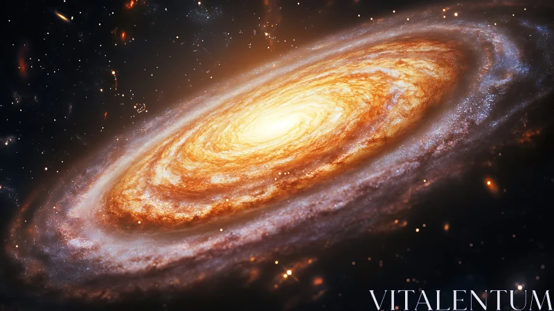 Spiraling starlight twirls a molten galaxy into cosmic gold