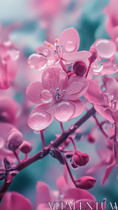 Pink Petals Adorned with Dewdrops: Nature's Delicate Jewels