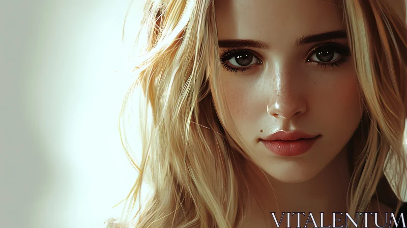 Digital painting portrait with soft bokeh edge lighting focus.