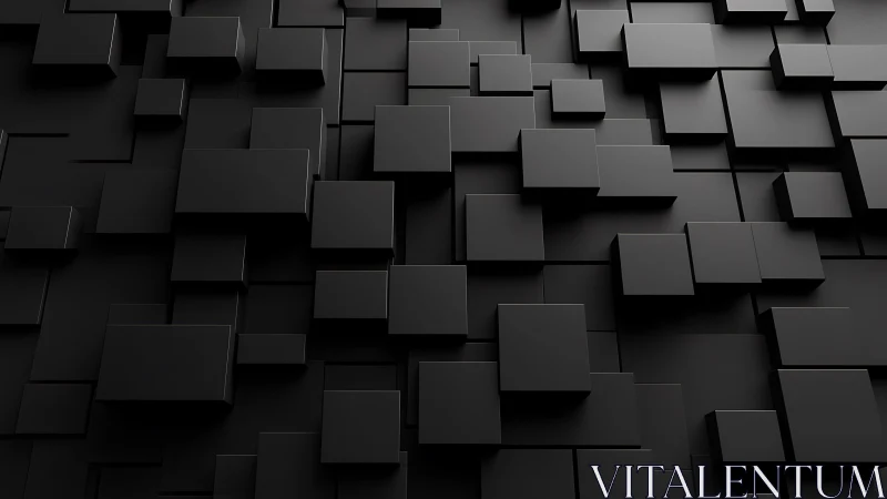 Black 3D Cubes Abstract Background in Minimalist Modern Style.