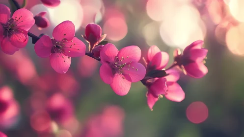 Magenta Blossoms in Soft Bokeh Light.