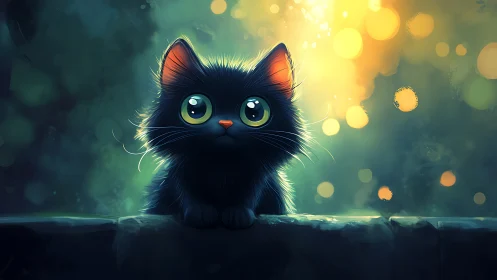 Luminescent Feline Portrait: Digital Fantasy Rendering.
