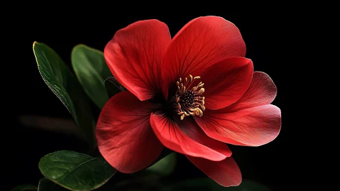 Red Hellebore Bloom: Dramatic Studio Lighting Study.