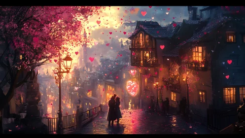 Luminous Valentine's Night in an Enchanted Medieval Village.