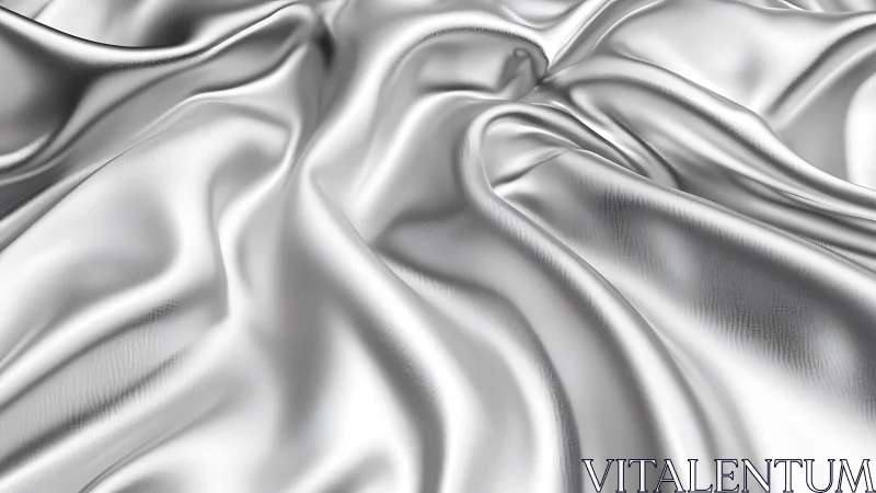 Shiny silver silk fabric close-up with smooth, flowing folds.